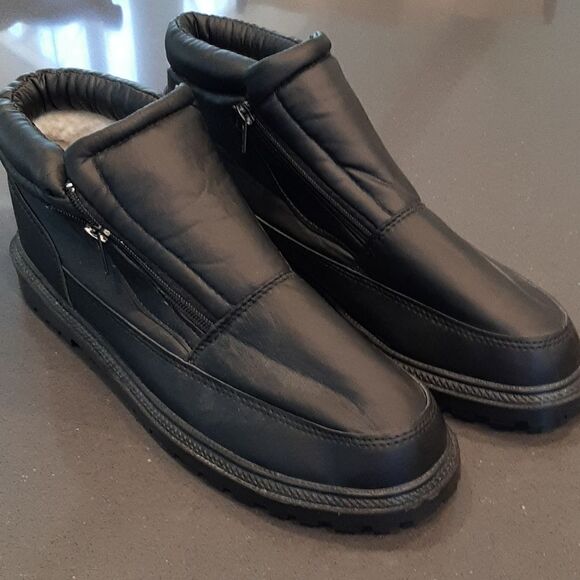 Black Size 11 Zip Front Shoe with Adjustable Metal Gripper on Sole - Picture 1 of 11